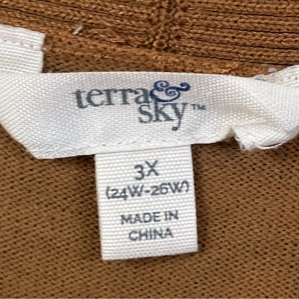 9/25   Terra & Sky animal print open long cardigan sweater 3x - Picture 2 of 7